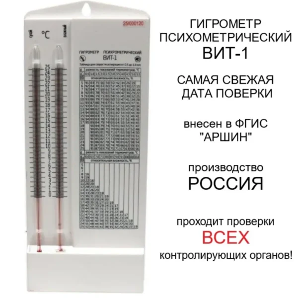 Гигрометр психрометрический ВИТ-1 с поверкой производство РФ